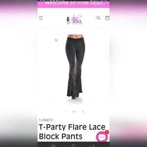 T Party flare lace pants